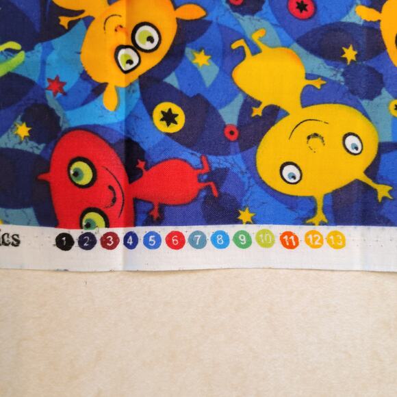 Cotton Fabric Colorful Aliens Stars Blue Space Print 18" x  44" Hancock Fabrics - Picture 8 of 14